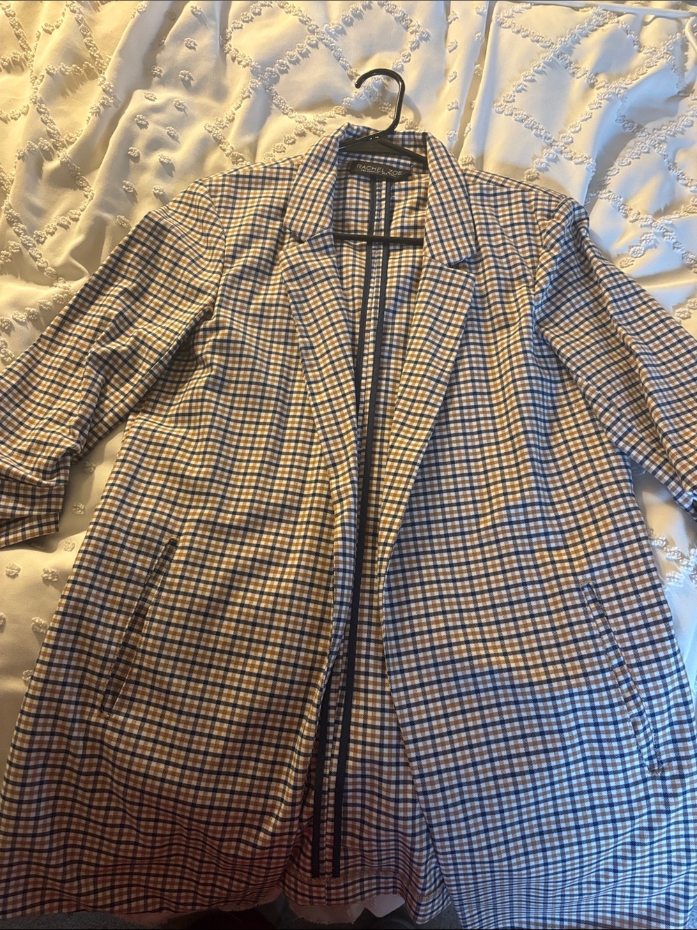 Rachel Zoe Checked Blazer in Blue and Tan